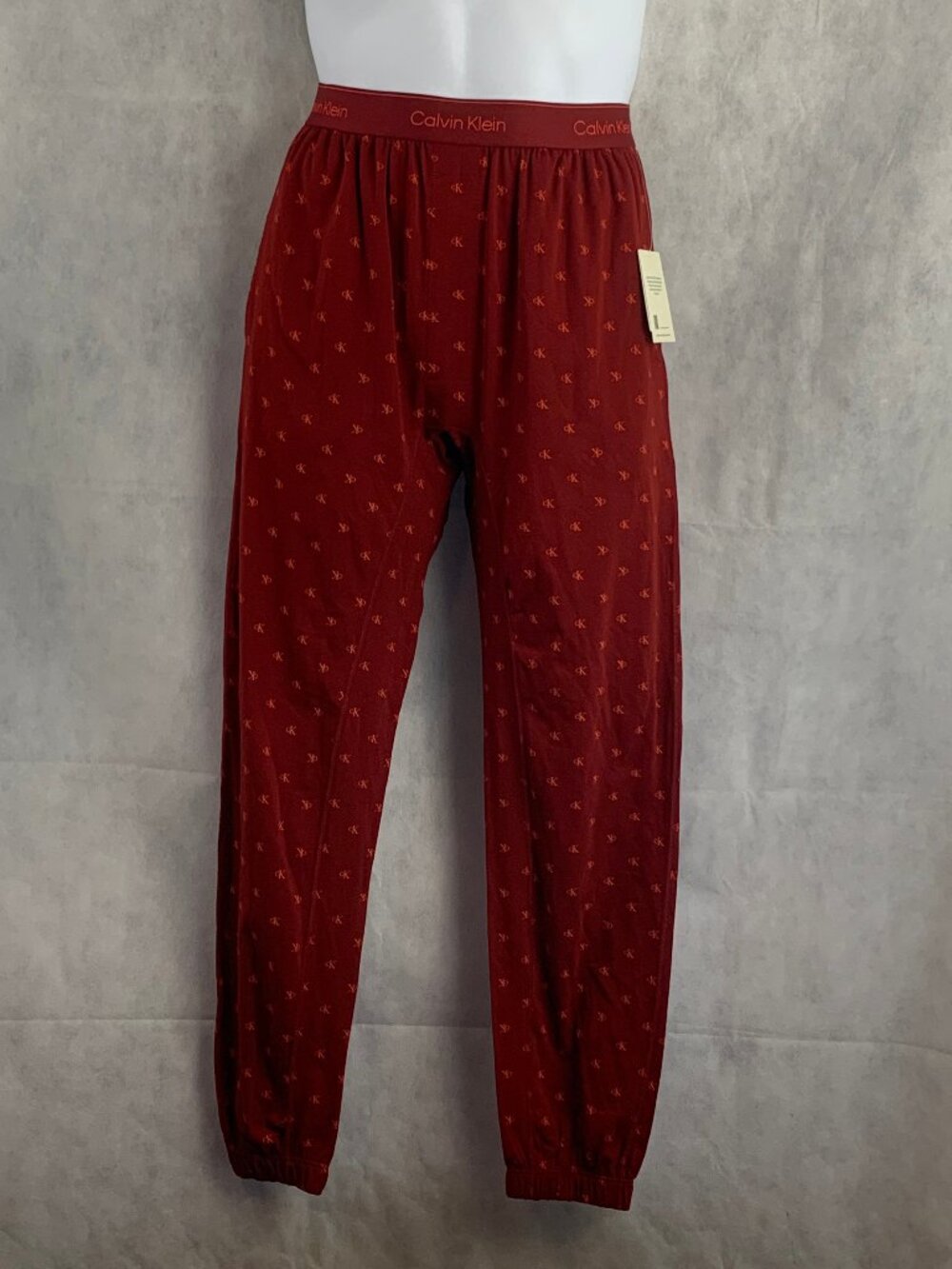 Calvin Klein Men's 95% Cotton Logo Lounge Pajama Jogger Pants, Fall Berry, XL